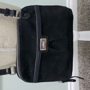 B. Makowski Black Suede Crossbody Bag